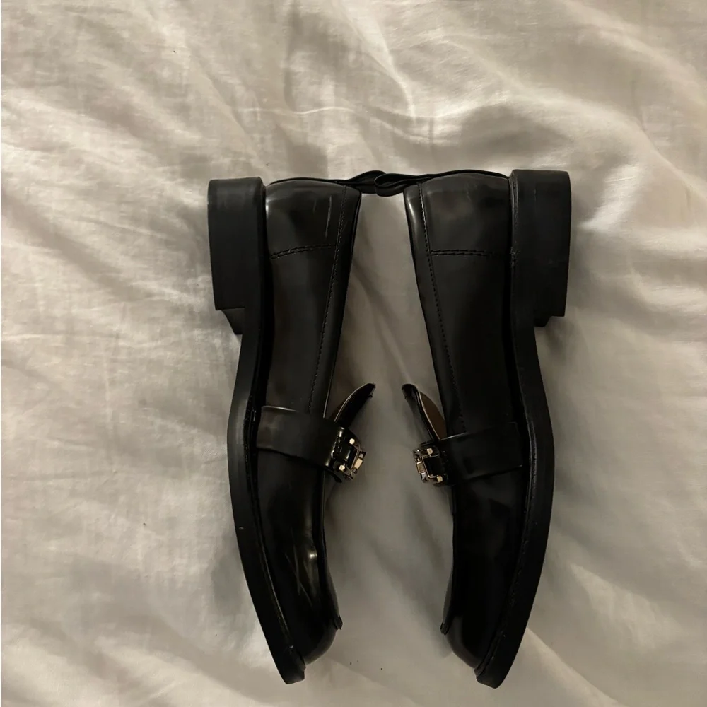 Sam Edelman Christy Loafers- Black Patent Leather with Gold Detail - Picture 5 of 6